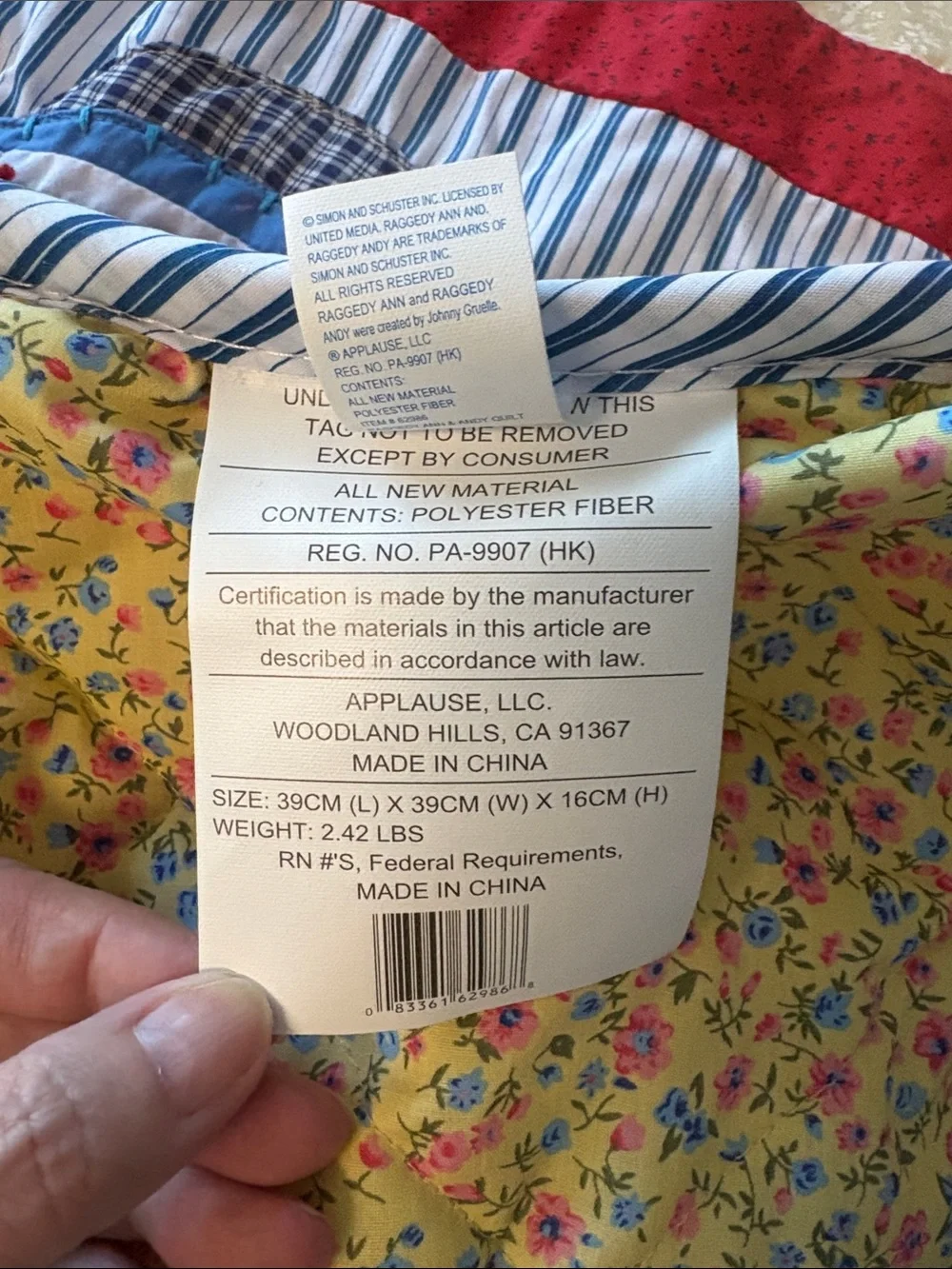 Raggedy Ann and Andy Patchwork Quilt in Red and Cream
